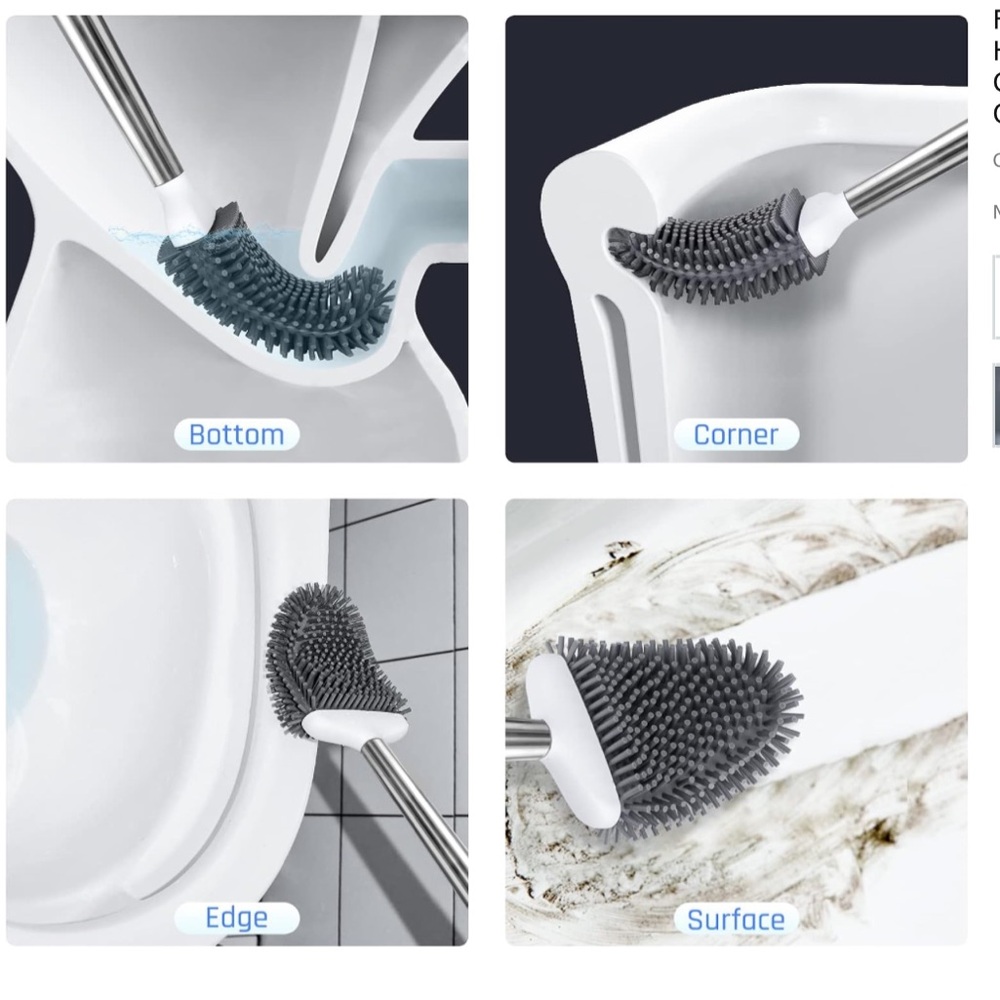 Toilet Brush and Holder Set for Bathroom, Flexible Silicone Bristles - Picture 2 of 8